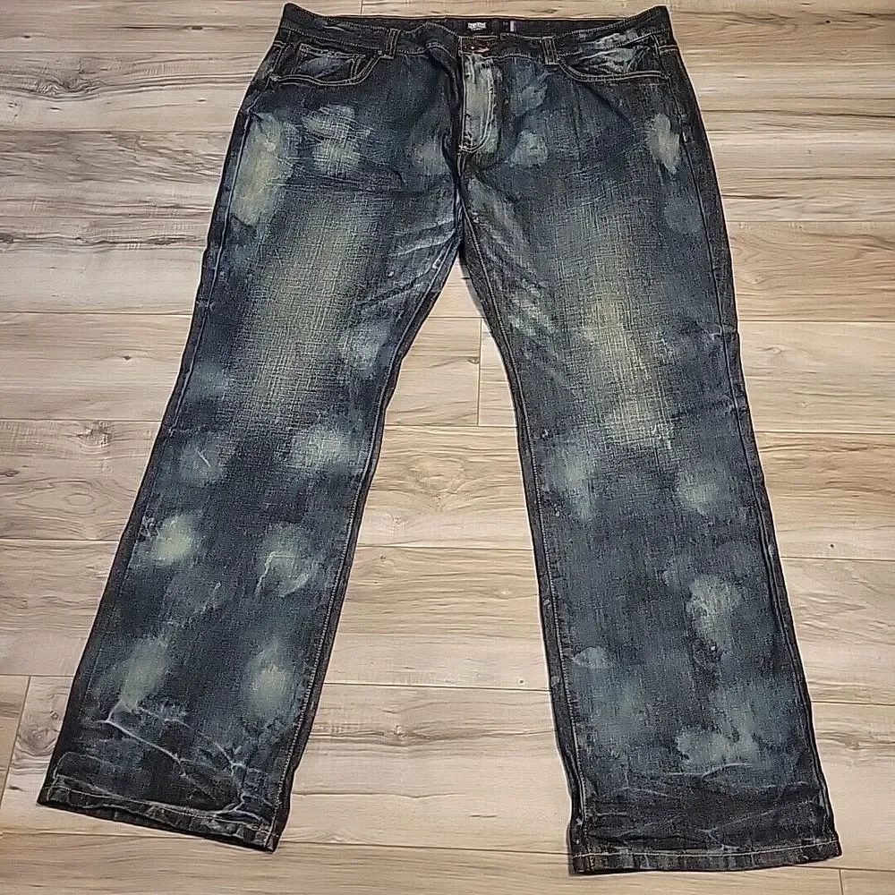 Grindhouse Jeans Mens‎ 48x34 Blue Denim Distressed Silm Straight Fit